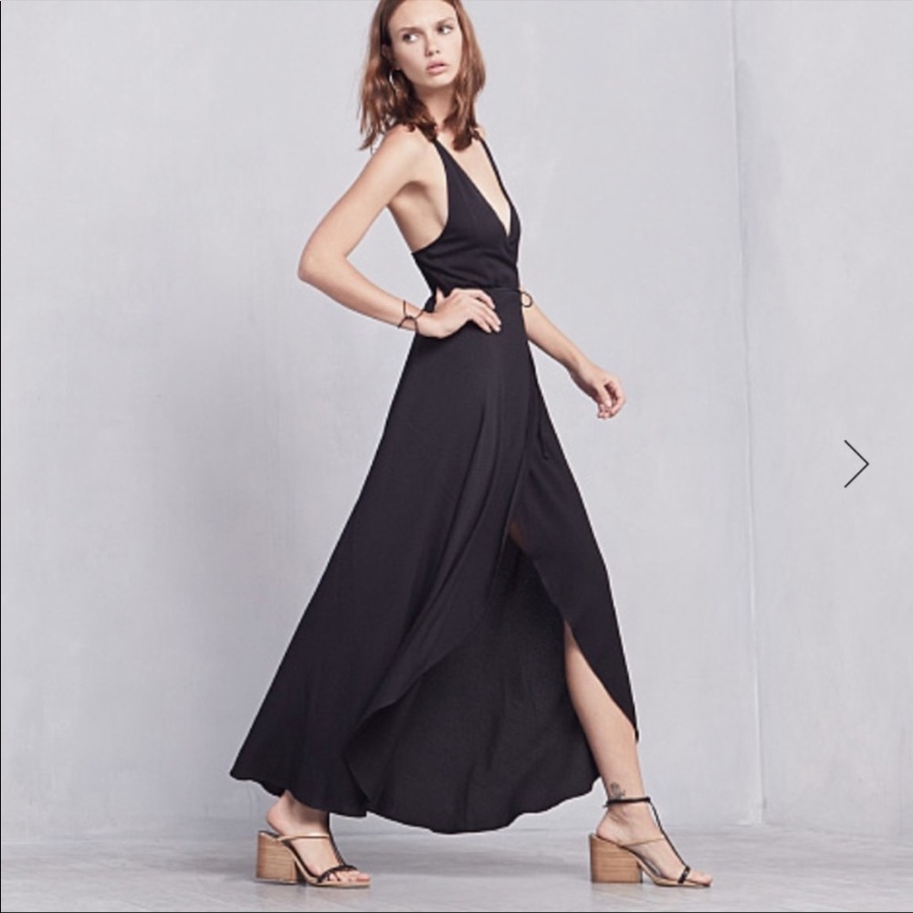 Reformation Dragon Black Wrap Maxi Dress